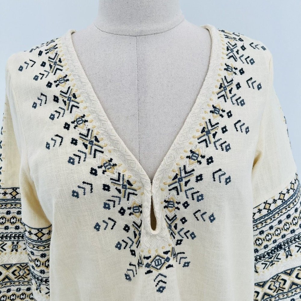 Tigerlily Womens Top Blouse Long Sleeve Embroidered Linen? Oversize Size 6 - Picture 2 of 5